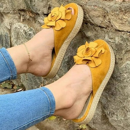 

Penkiiy Women s Leisure Vacation Velvet Flower Grass Thick Flat With Cool Slippers