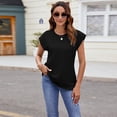 thumbnail image 5 of Plebaso Hauts pour Femmes Manches Courtes Col Rond T-Shirts Mignons Décontractés Couleur Unie Ample 2025 Blouses Texturées, 5 of 5