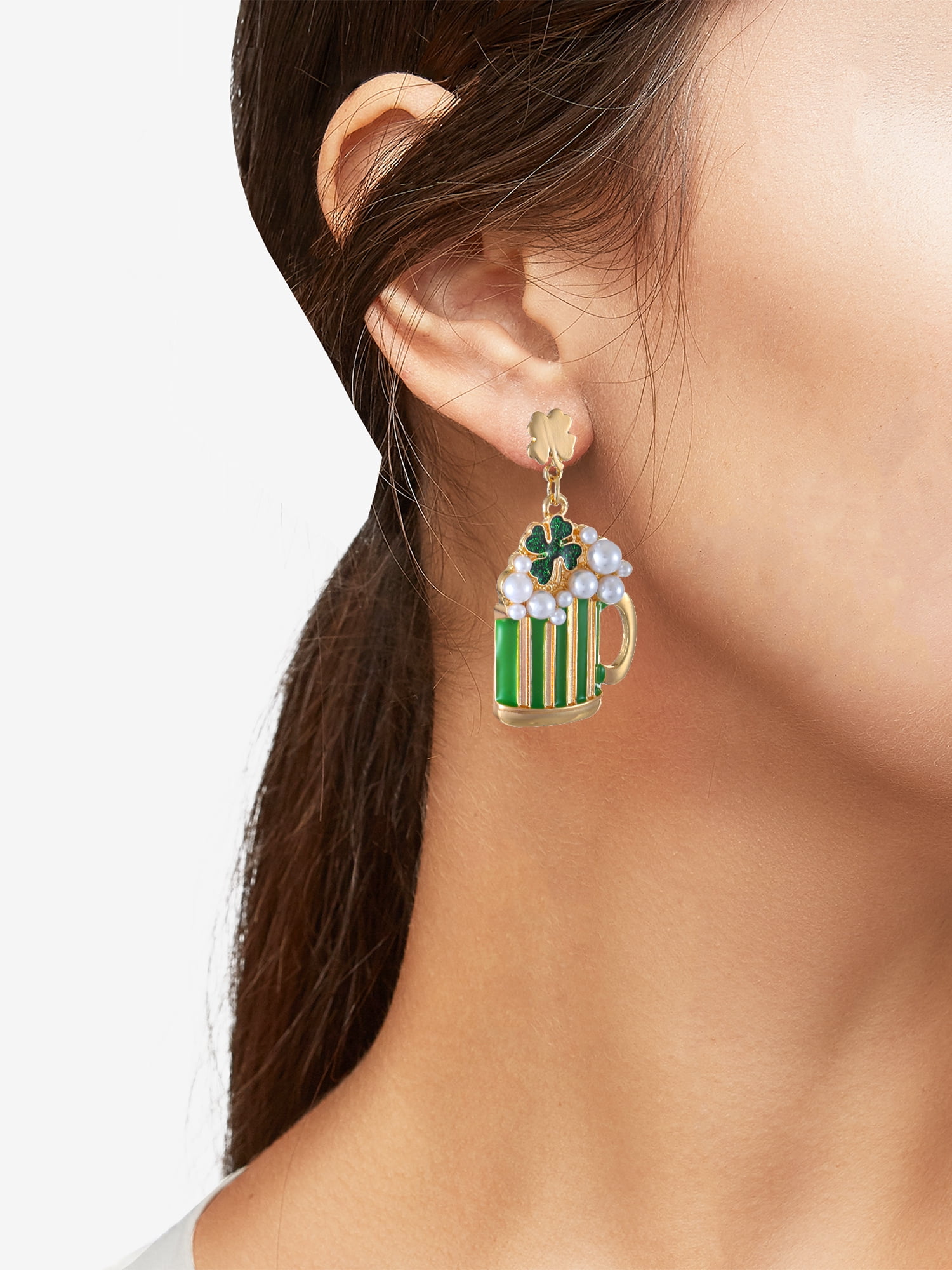 Way to Celebrate St. Patrick's Day Mug Earrings, 1 Pair