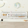 thumbnail image 2 of Yoneston Twin Size Bed Floor Bed with Safety Guardrails and Door for Kids & Toddlers, White, 2 of 8