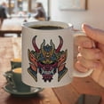 thumbnail image 4 of Samurai Warrior Japanese Demon Oni Mask White Mug, 4 of 4