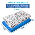 thumbnail image 2 of Today's Kids 2-Pack Race Cars Fitted Baby Crib Sheets Boy - Nursery Toddler Bed Sheets for Boys, Soft Breathable Microfiber, Elastic Edge with Deep Pockets, Machine Washable - Fits 28" x 52" Mattress, 2 of 7