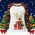 thumbnail image 4 of Craaazy Women's Christmas Print Long Sleeve Shirt Casual Round Neck Tops Gifts, 4 of 6