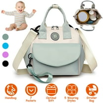 Moclever Baby Nappy Diaper Bag with Insulated Pockets Adjustable Shoulder Strap Diaper Handbag 5 Ways to Wear for Mom, Green