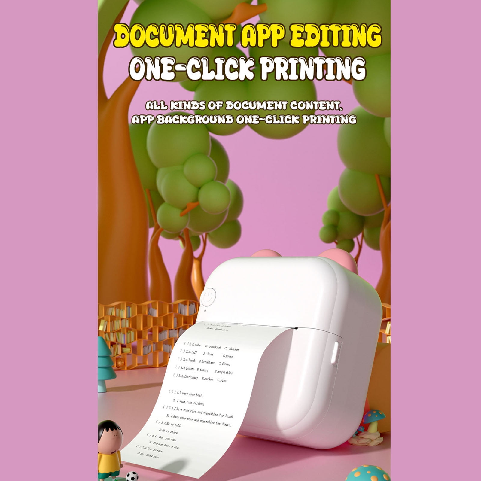 Suodoka Pocket Miniature Printer 7 Color Breathing Light Portable Inkless Thermal Printer Bluetooth
