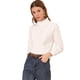 thumbnail image 4 of Blusa de algodón de ganchillo de encaje de manga larga con cuello volante Allegra K blanca M, 4 of 6