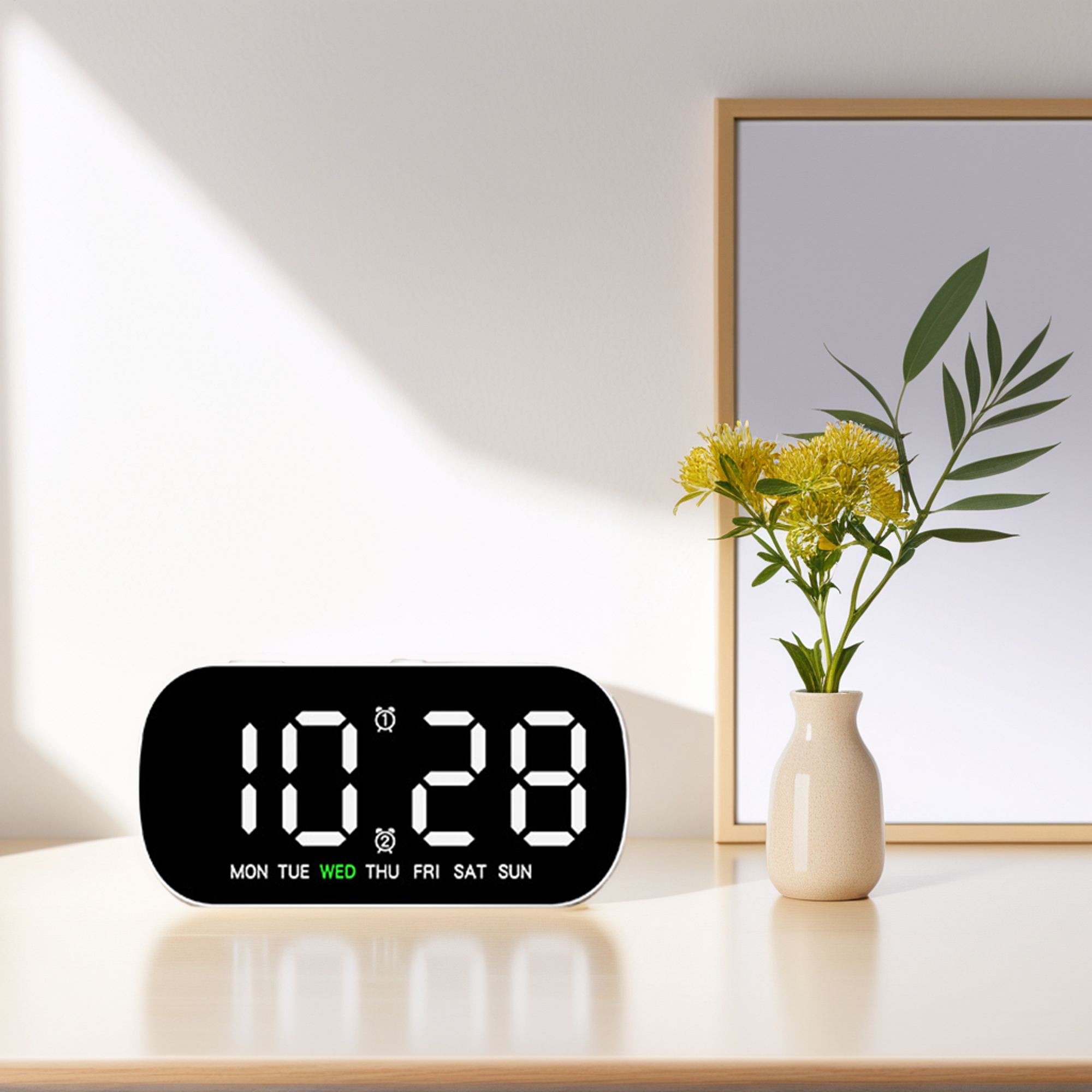 Unique Bargains LED Alarm Clock Black Housing and Yellow Light 5.1"L x 1.4"W x 2.4"H