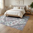 thumbnail image 3 of ODIKA 6'x9' Washable Area Rug Boho Oushak Whimsical Blush Dorm Pastel Sage Nursey Pink Refined for Dining Room, Under Table, Office Décor, Non-Slip Chair-Friendly, 3 of 7