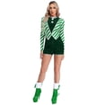 thumbnail image 5 of Aislor Womens Christmas Candy Cane Costume Stripes Sequins Mrs Santa Claus Jumpsuits Green S, 5 of 7