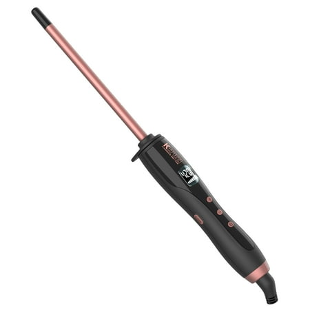 KIPOZI Travel Size Professional 0.3" Ceramic Barrel Hair Curling Wand, Rose Gold