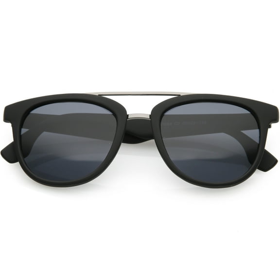 Classic Horn Rimmed Square Sunglasses Crossbar 51mm (Matte Black / Smoke)