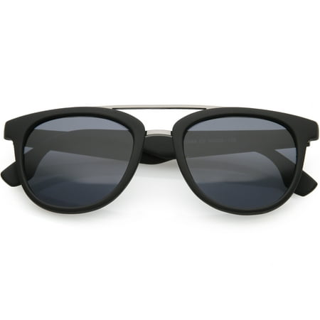 Classic Horn Rimmed Square Sunglasses Crossbar 51mm (Matte Black / Smoke)