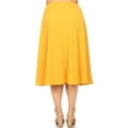 thumbnail image 3 of Women's Plus Size A-Line High Waist Elastic Band Pleated Solid Midi Skirt Made in USA, 3 of 4