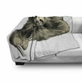 thumbnail image 3 of Sloth Soft Flannel Fleece Throw Blanket, Sweetly Smiling Jungle Animals Lying down Crossed Legs Tropic Fauna Sketch, Cozy Plush for Indoor and Outdoor Use, 70" x 90", Ivory Black, by Ambesonne, 3 of 6