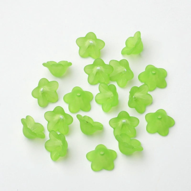Transparent Acrylic Beads Frosted Flower Green 13x7mm Hole: 1mm about 1865pcs/500g DIY