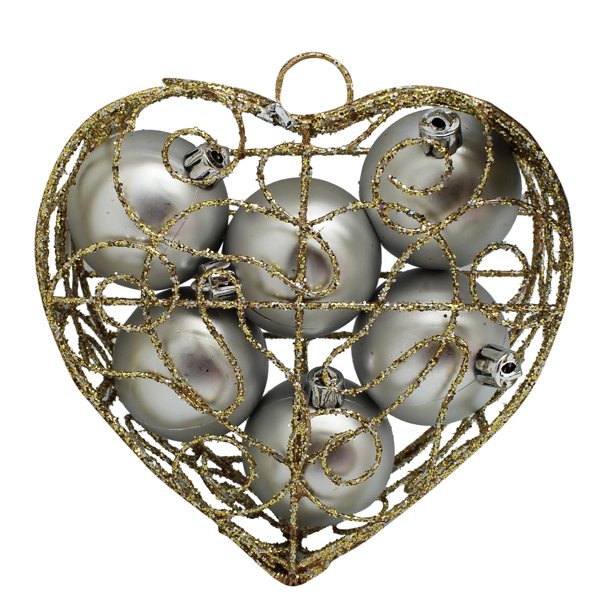 Grey Classic Round Christmas Ornaments Six Pack