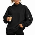 thumbnail image 2 of Mifsaly Womens Mock Neck Sweatshirt Oversized Drop Shoulder Pullover Sweatshirts with Sleeve Zipper Pocket Black,L, 2 of 7