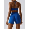 thumbnail image 4 of Bslissey Women's Slim Yoga Outfits Sleeveless Twist Front Halter Neck Sports Bra + High Waist Shorts 2Pcs Ladies Casual Solid Color Workout Clothes Sets, 4 of 5