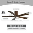 thumbnail image 2 of Matthews Fan Company IR5H-WN-WA-52 IRENE 52" Walnut Hugger Ceiling Fan with 5 Blades, Remote and Wall Control, Indoor/Outdoor Damp Rated, 2 of 6