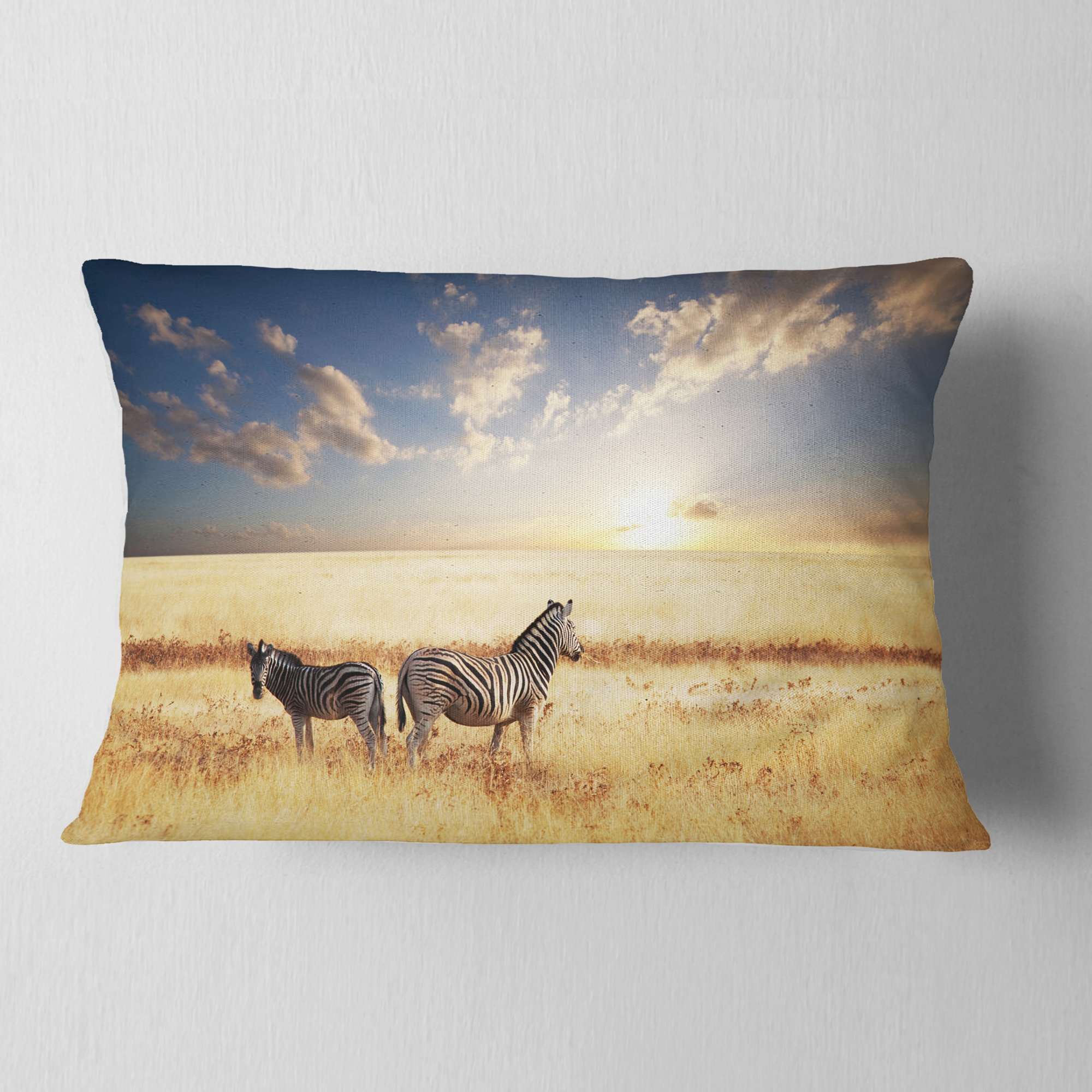 Designart 12" x 20" White Polyester Throw Pillow