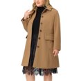 thumbnail image 4 of Agnes Orinda Women's Plus Size Coat Solid Single Breasted Long Fall Winter Outerwear with Pockets 3X Camel, 4 of 6