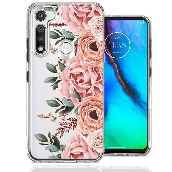 MUNDAZE Case For Motorola Moto G Fast Blush Pink Peach Spring Flowers Peony Rose Phone Cover