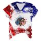 thumbnail image 4 of Camisas de Manga Corta para las Mujeres Día de la Independencia Blusas Estampado Cuello en V Top, Blusas para las Mujeres Casual, 4 of 5