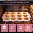 thumbnail image 5 of Kikcoin 37-piece Bakeware Set, Non-stick Baking Pans Set with Silicone Handles, 446°F Oven Safe Stackable Baking Sheets for Kitchen, Cookie Sheets with textured surface, Pink, 5 of 10