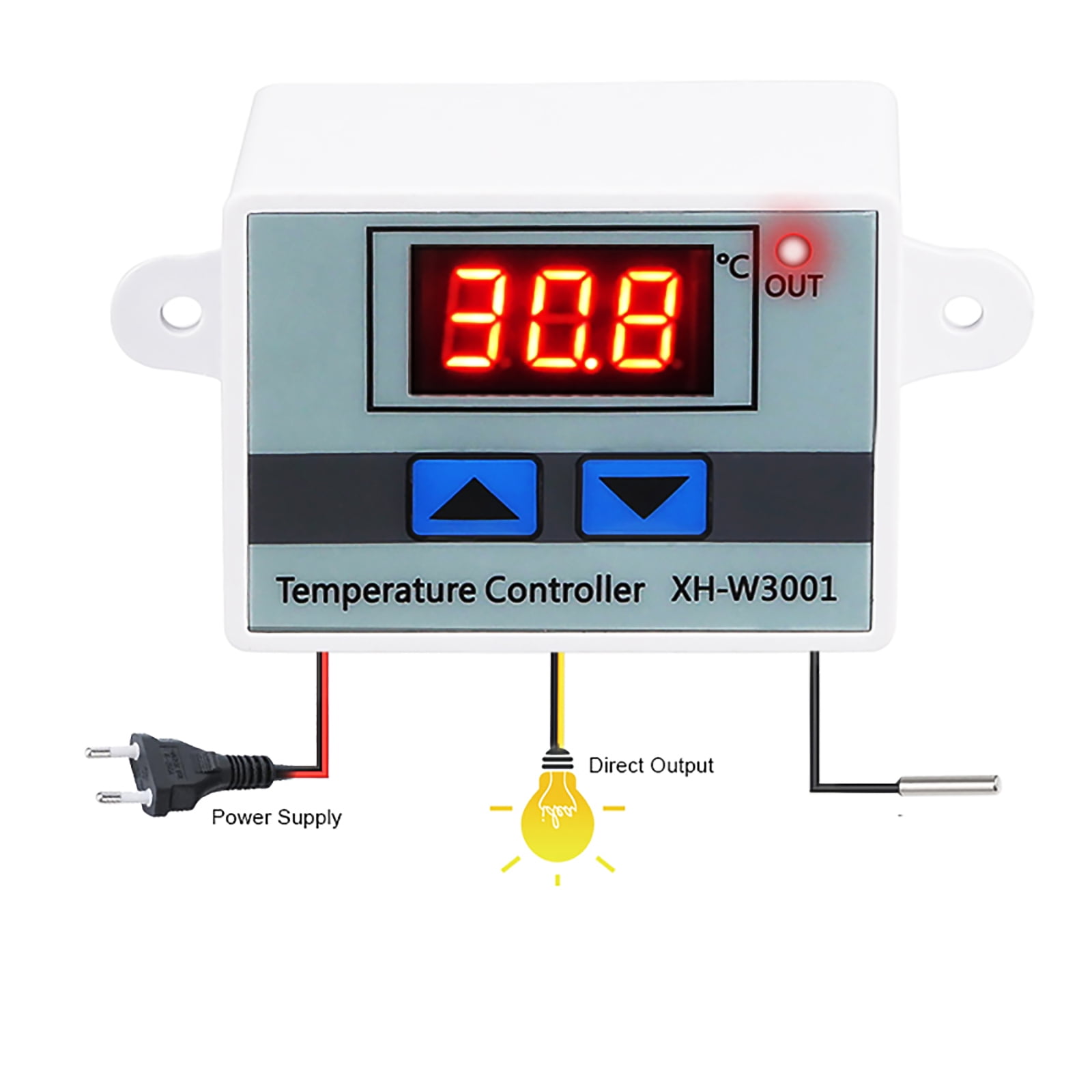 Temperature Controller Thermostat Intelligent Temperature with Sensor for Hatching Area 12V Equipment Case 