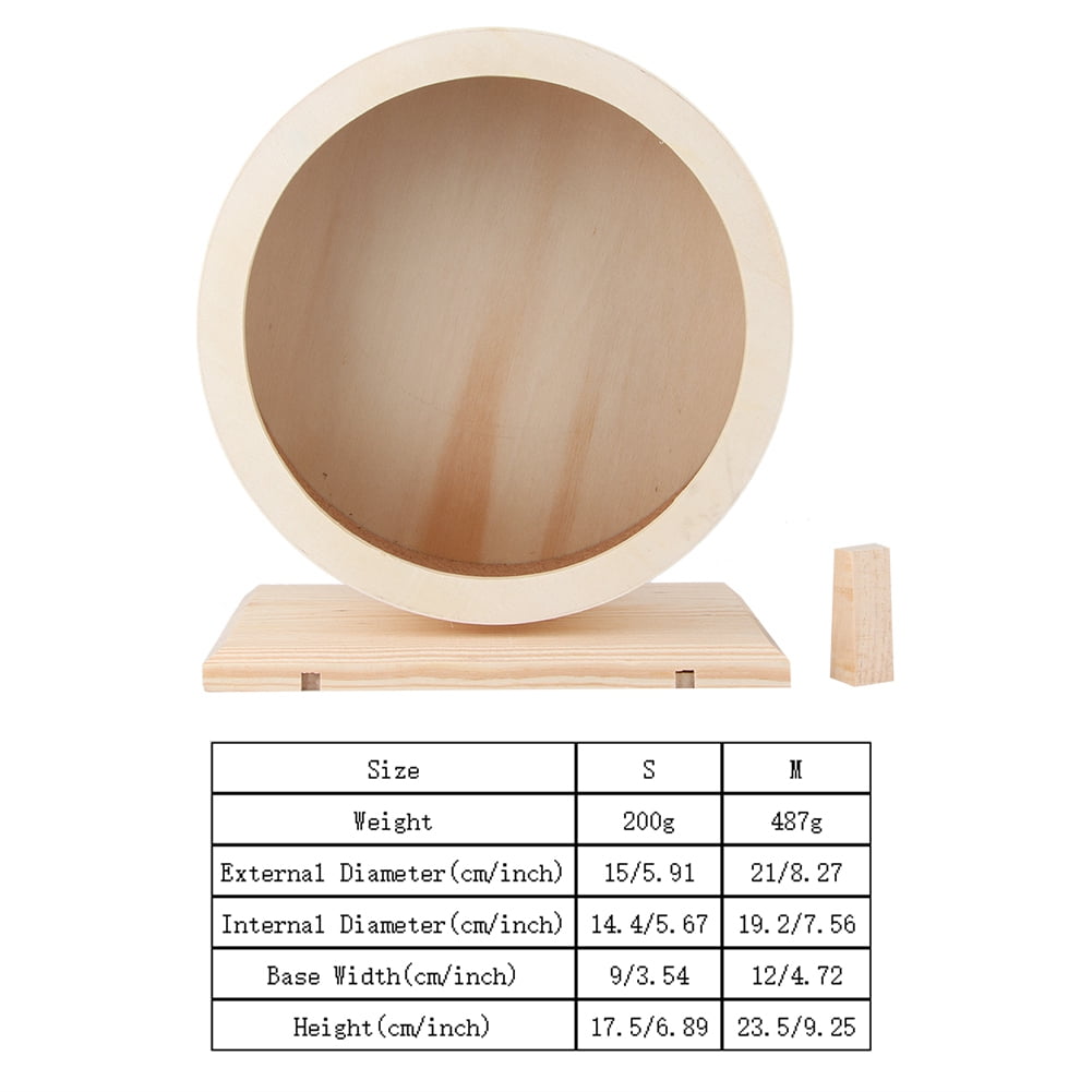 YAHHU Small Wooden Hamster Exercise Wheel Silent Running Toy for Dwarf Hamsters Gerbils Mice Natural Wood Spinner Activity Center Pet Cage Accessories (7.08 inches / 18 cm)