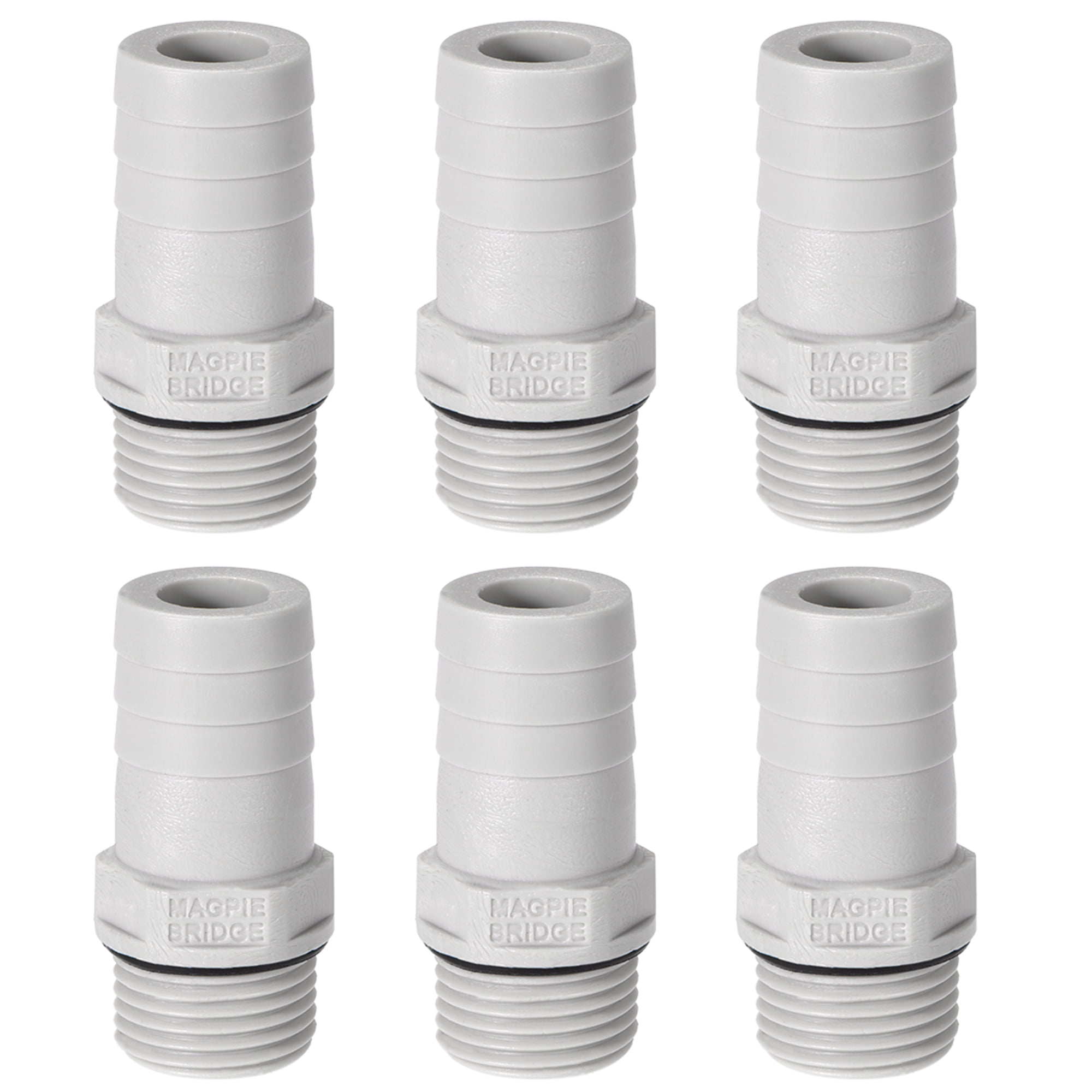 uxcell PVC Barb Hose Fitting Connector Adapter 8mm or 5/16 Barbed x 1/2 G Male Pipe 6pcs 