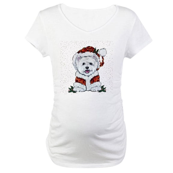 CafePress - Santas Westie Helper Maternity T Shirt - Cotton Maternity T-shirt, Cute & Funny Pregnancy Tee