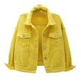 thumbnail image 1 of Manteaux Chauds Unis pour Femmes Printemps Automne Veste en Denim à Manches Longues, 1 of 2