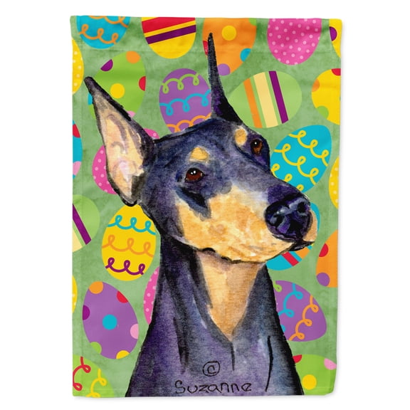 Doberman Easter Eggtravaganza Flag Canvas House Size