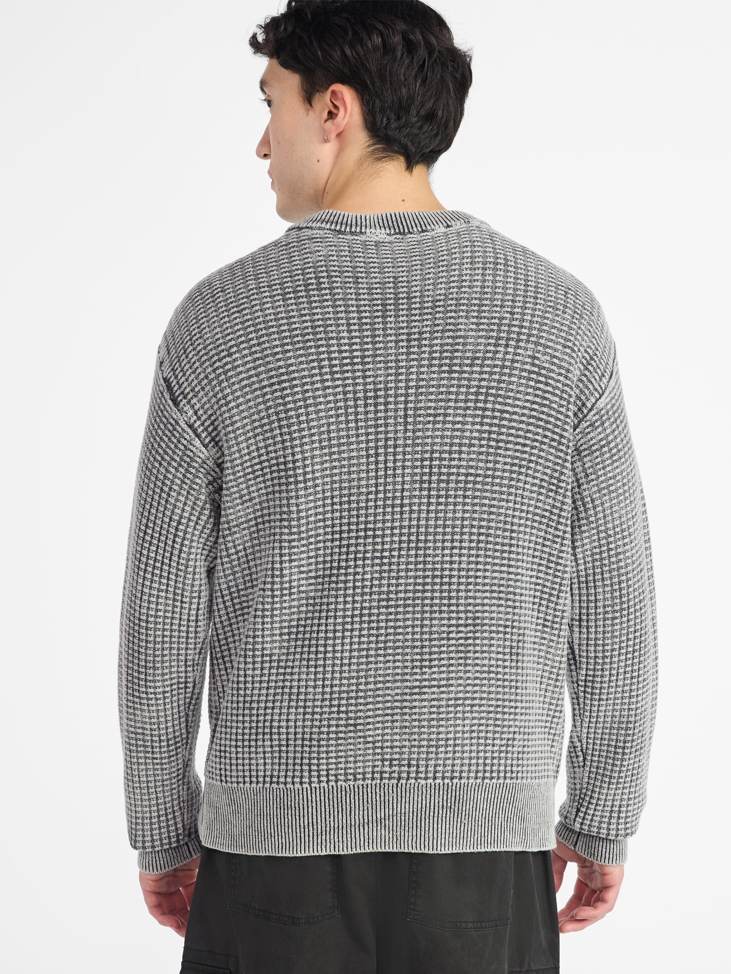 No Boundaries Men's & Big Men's Thermal Stitch Crewneck Sweater, Midweight, Sizes XS-3XL