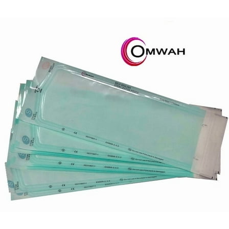 Omwah Self-Sealing Sterilization Pouch 90 mm x 260 mm ( 3 1/2" x 10 1/4" ) 200 piece