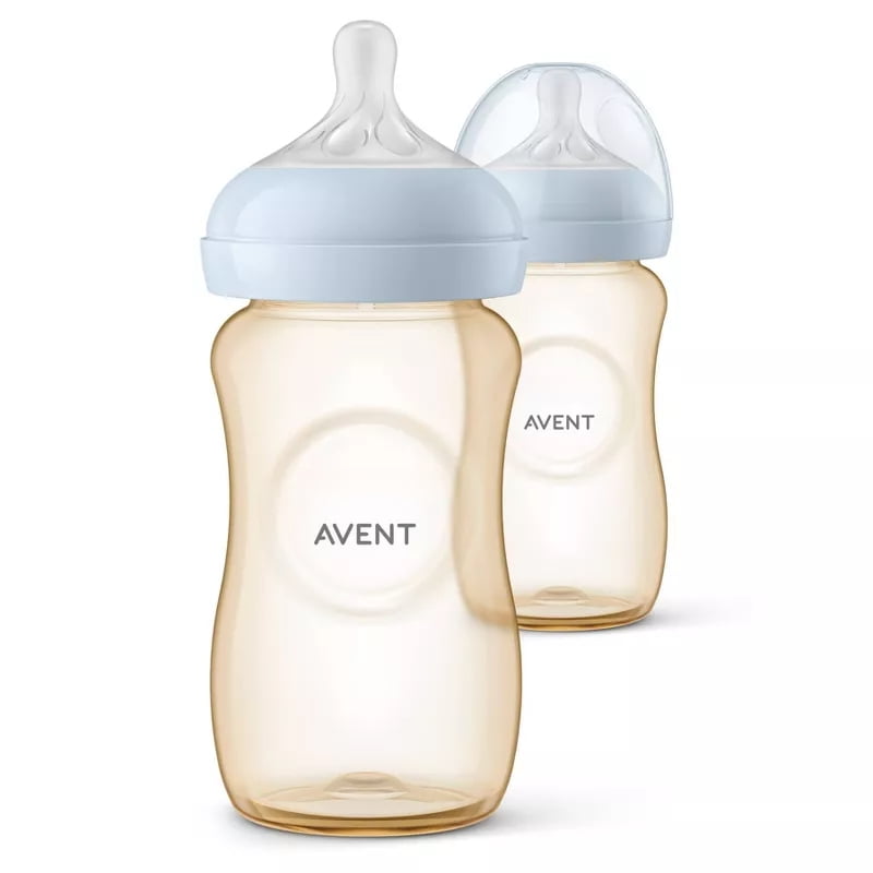 PPSU Natural Baby Bottles, 9 fl oz 2-Pack, Medium Flow Silicone Nipples, BPA-Free, Infant Feeding Bottles, Natural Baby Feeding Bottles, Medium Flow Bottle Set