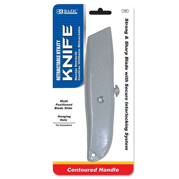 Bazic Retractable Box Cutters Gray 6/Bundle (BAZ114-6)