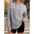 thumbnail image 4 of Sudadera con Capucha para Mujer, Informal, de Punto Gofre, de Larga, con Cordón Ajustable, Ligera, con Capucha Gris L, 4 of 8
