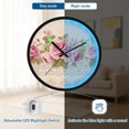 thumbnail image 5 of Indoor 12' Voice-Activated Luminous Decoration Wall Clock With LED Night Light Rose Floral Ribbon Border, 5 of 8