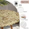 thumbnail image 6 of Beige Brown Green Fitted Tablecloth with Elastic Edged, Round Table Cloth for Dining Table, Retro Botanical Abstract Art Waterproof Oil Proof Table Cover for Indoor Outdoor 55"-60", 6 of 8