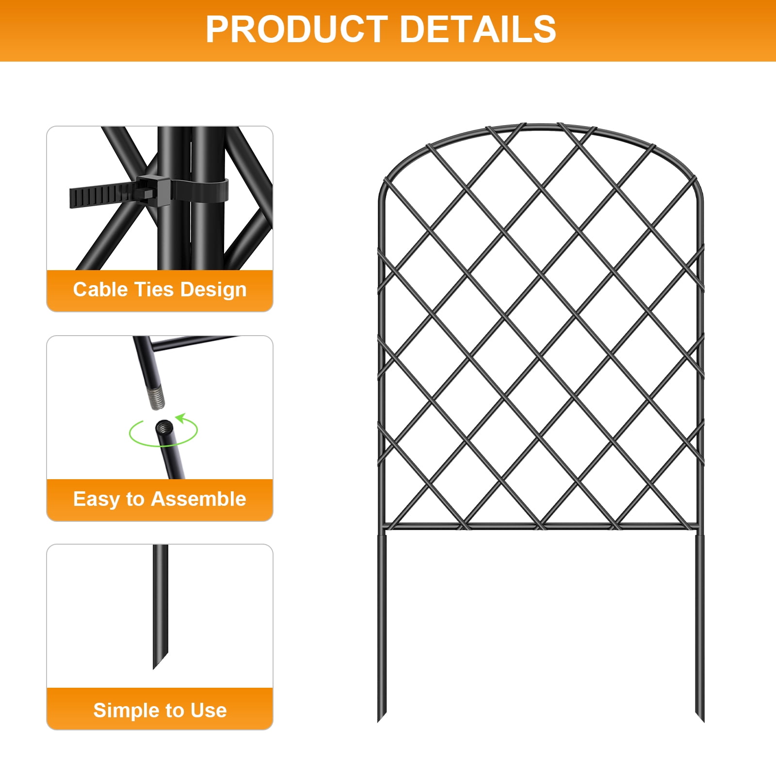 36" (H) x 10FT (L) Metal Decorative Garden Fence Outdoor Patio Barrier Extra Height