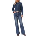 thumbnail image 2 of INSPIRE CHIC Jean Jackets for Women Zip Up Stand Collar Long Sleeve Motorcycle Denim Jacket XS Retro Blue, 2 of 6