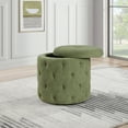 thumbnail image 4 of Erindale Round Storage Ottoman in Moss Green Fabric, 4 of 6