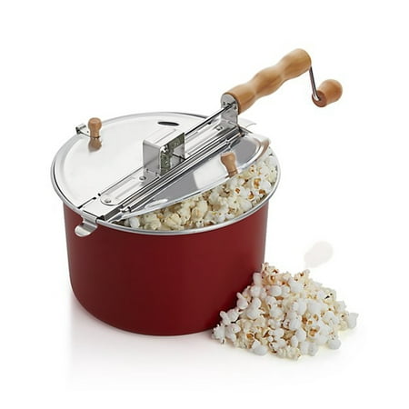 Barton Popcorn Maker Stovetop Pop Popcorn Popper Hand Stirring Crank Cooker Kettle Pop Wooden Handle, (Best Stovetop Popcorn Maker)