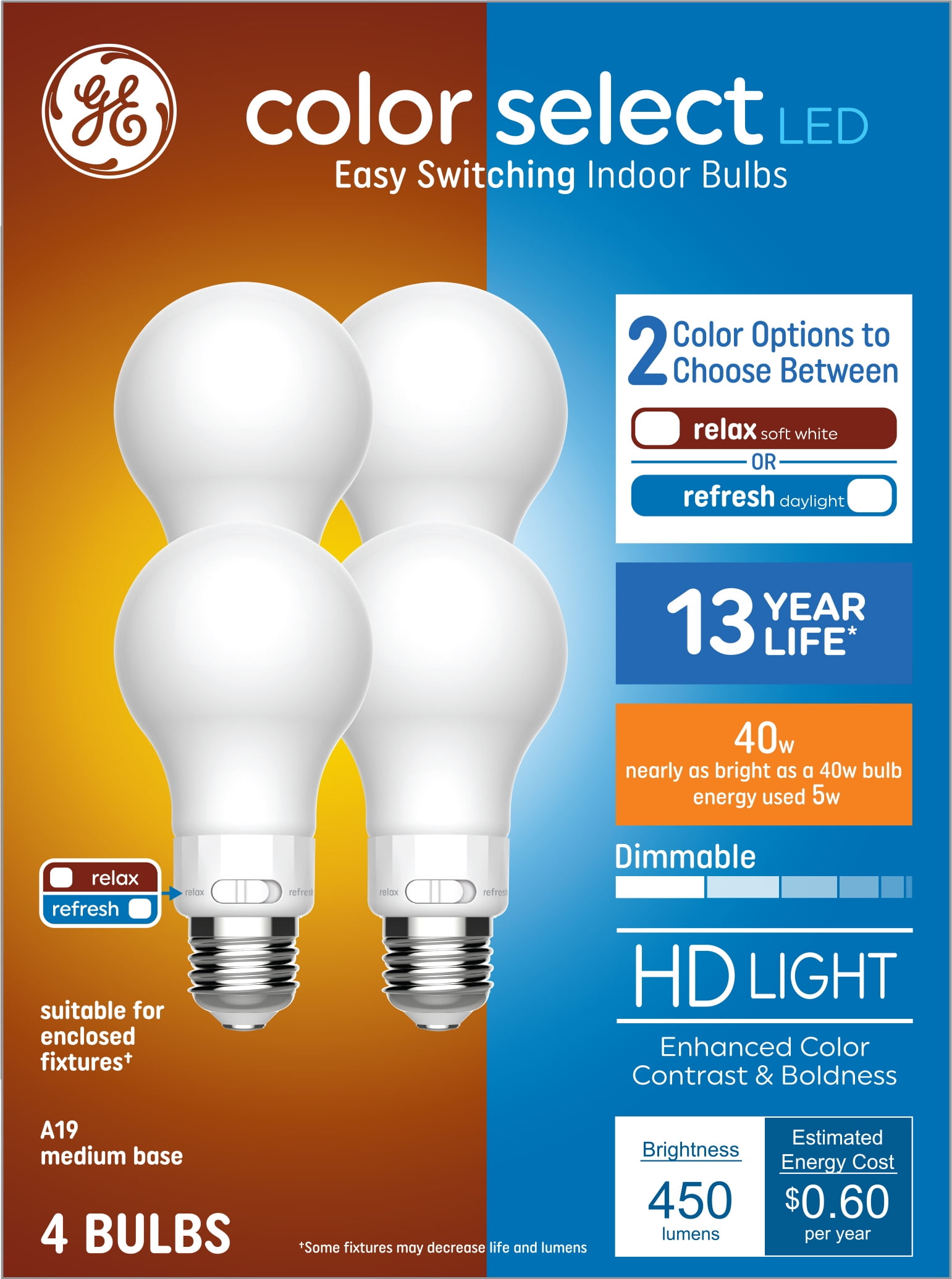 Buy GE Lighting GE Color Select LED Light Bulbs, 5 Watt (40 Watt