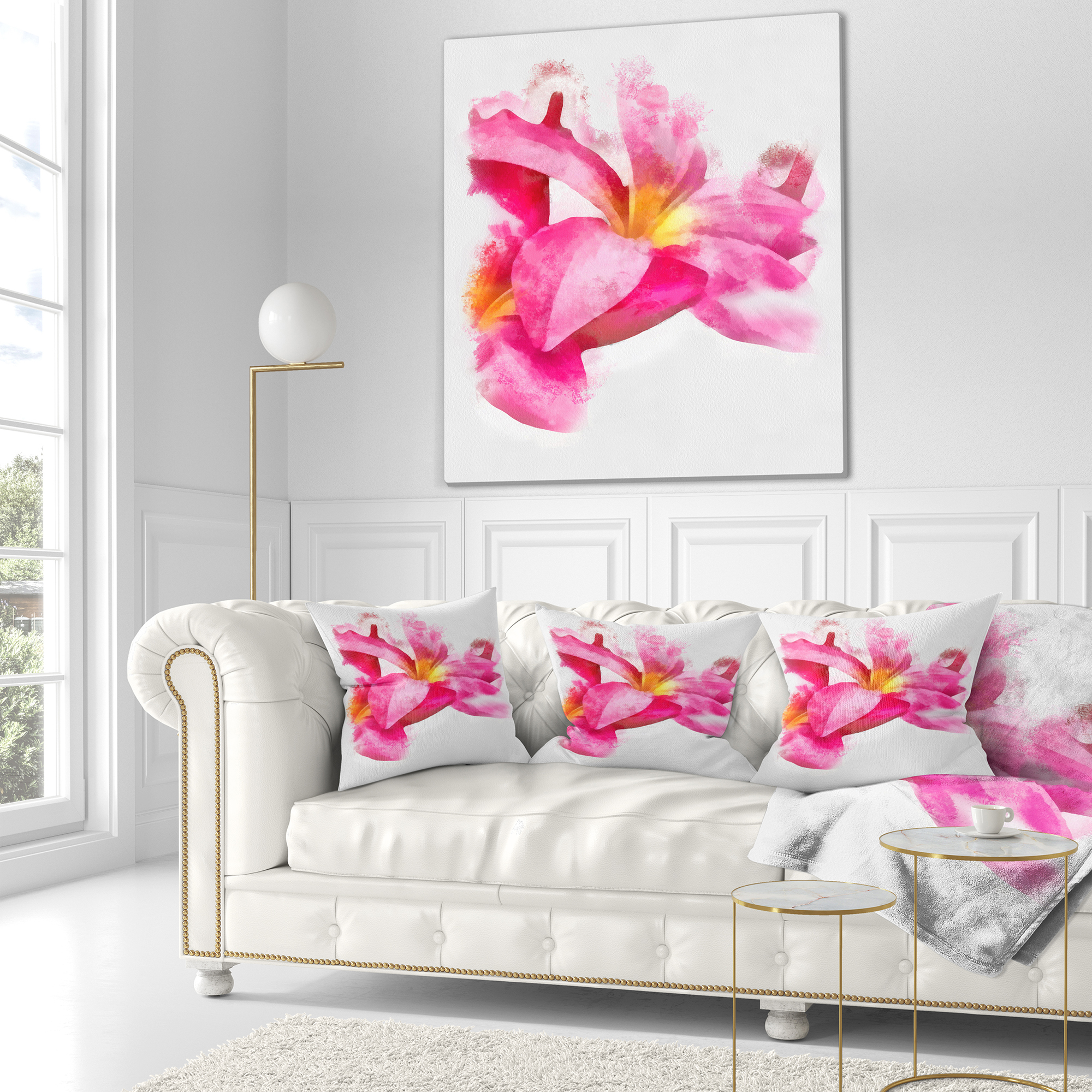 Designart Beautiful Flowers with Big Pink Petals - Floral Throw Pillow - 18x18