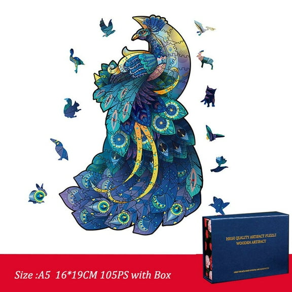 Peacock Captivating Peacock Puzzle: Colorful Wood Jigsaw for All Ages - Perfect Gift for Christmas and More  YSH