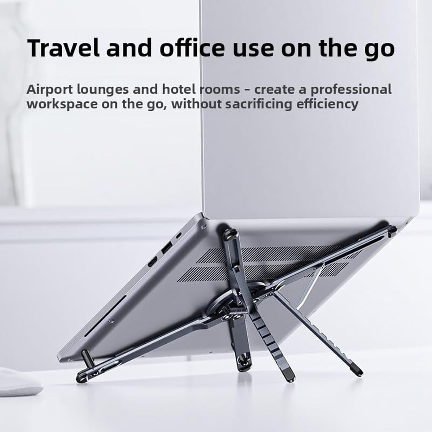 3-in-1 Magnetic Foldable Laptop Stand - Adjustable Aluminum Laptop Stand, 8-Level Height Adjustable Laptop Riser, Foldable Magnetic Holder for Tablet Phone, Portable Stand Desk (2Pcs)