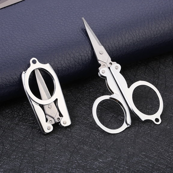 Djiypn Stainless Steel Folding Scissors Travel, Small for Nail Clippers and Fishing, Lightweight Portable for Daily Use